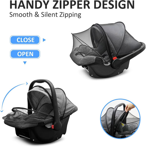 Cheermomo 2-Way Car Seat Canopy, Baby Car Seat Cover, Mosquito Net with Zipper - Breathable Mesh Infant Bug Net
