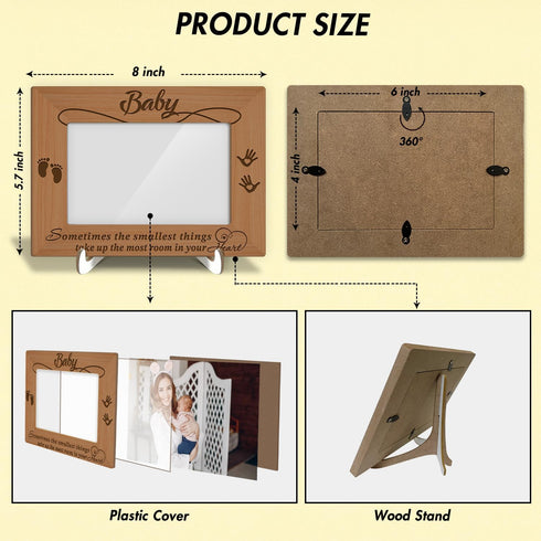 Wood Picture Frame with Wood Stand, Footprint Photo Frame Tabletop Display - Baby, Shelf Desk Decor Gift for Pregnant Mom New Dad Mother-to-be, Home Decor Supplies, Fits 4x6" Horizontal -27 by rizotus