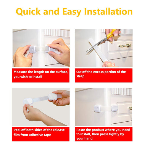 Baby Locks (6-Pack) for Child Safety Cabinet Proofing - Easy Adhesive Drawer Door Latches, No Screws & Magnets