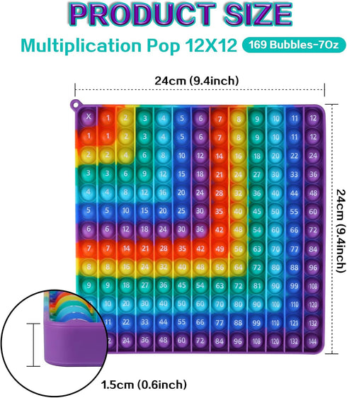 Digital Multiplication Game Table, Rainbow Dimple Fingertip Toy for Stress-Relieving Math Manipulation