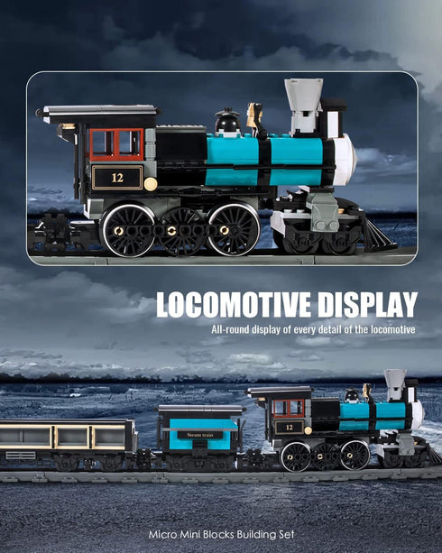 TH10 Set (560 dOvOb Steam Train Building Kit with Train Track, Collectible Steam Locomotive Engineering Toys for Kids