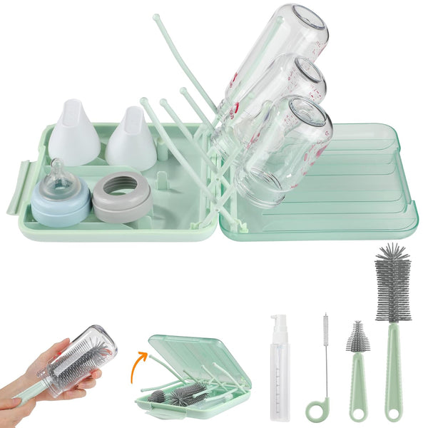 Bottle Brush Set -Baby Travel Essential-6 in 1 Bottle Cleaner Kit with
