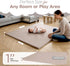 (50" 50") Tummy 1.5" Baby Play Mat for Floor x Waterproof Vegan Leather - Easy to Clean w Removable Cover - Mat