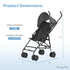 3-Point Dream On Me Aero Travel Umbrella Stroller, One-Hand Quick Fold, Safety Harness, Dual Brakes, Adjustable