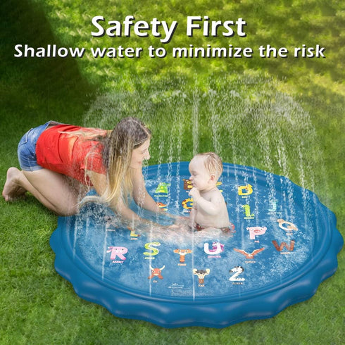 Jasonwell 60" Splash Pad Sprinkler for Kids - Inflatable Outdoor Water Play Mat for Baby Toddler Pool