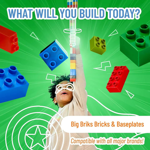 Strictly Briks Mega Block Baseplate, 15 in x 10.5 in, Dark Green, Durable Brick Toy Baseplate