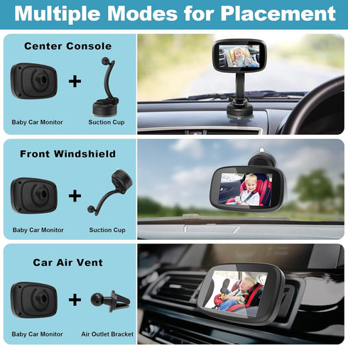 Shybaby 1080P 4.3" 170 Set Baby Car Mirror, Baby Car Camera Monitor with Wide View, HD Night Vision Function
