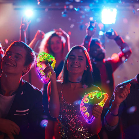 Aywewii LED Tambourine, Light Up Handheld Musical Flashing Tamborine for Kids, Adults, Teens (Random Colors)
