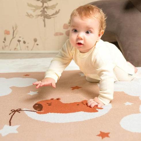 100% 47x32 Organic Cotton Baby Blanket Soft Knitted Breathable Swaddle Blanket for Crib & Stroller - Newborns, Infants