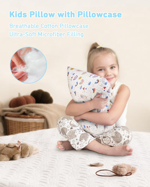 Pillow,13X18 Babebay Toddler Soft Toddler Pillows for Sleeping, Machine Washable Kids Pillow with Cotton Pillowcase