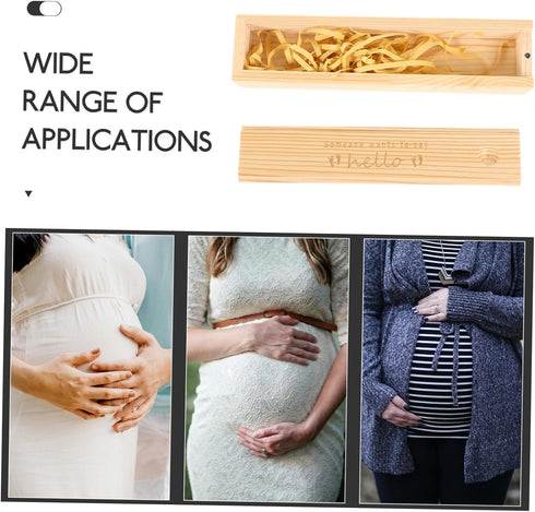 Cabilock Wooden Pregnancy Test Keepsake Box Elegant Lidded Announcement Case for Newborn Memories Storage for Mementos