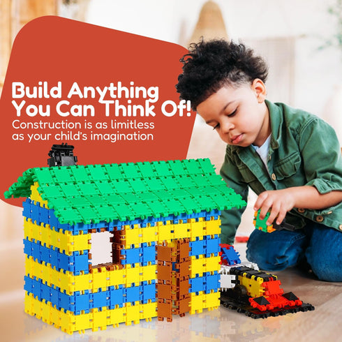 250-Piece Set 4+ Beblox Building Blocks for Kids - Connecting Tiles - Interlocking Building Blocks for Kids, STEM Toys