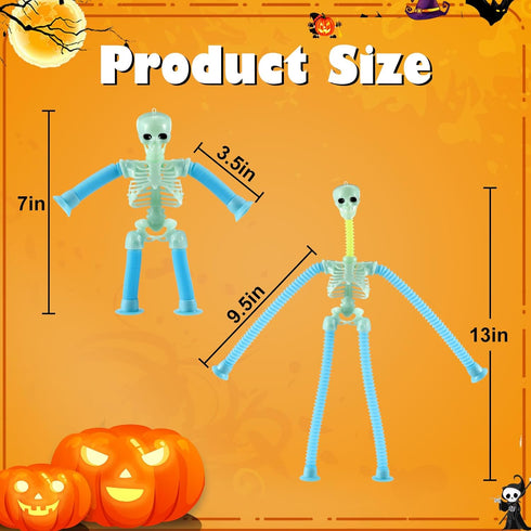 4 Pack Halloween Stretchy Skeleton Fidget Toys for Kids, Sensory Pop Tube Toddler Toys for Halloween