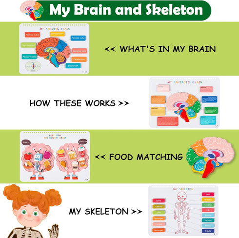 Freebear Montessori Busy Book for Kids, Human Body Anatomy Book for Toddlers, Preschool Learning Activities, Autism Toys