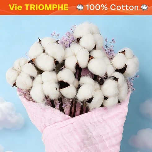 Set 2 32x32 5-Layer Vie Triomphe Muslin Baby Swaddle Blankets of Pink and Yellow Gauze Soft Breathable Cotton Receiving