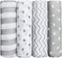 Set CuddleBug Baby Swaddle - Adjustable & Muslin Blankets (Spots & Stripes)
