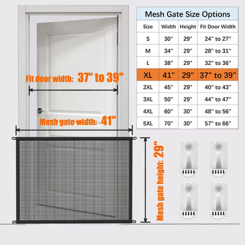 Dog Gate for Stairs, Pet Gates for The House: 29 inches Tall, 41 inch Wide Dogs Screen Mesh Gate for Doorways