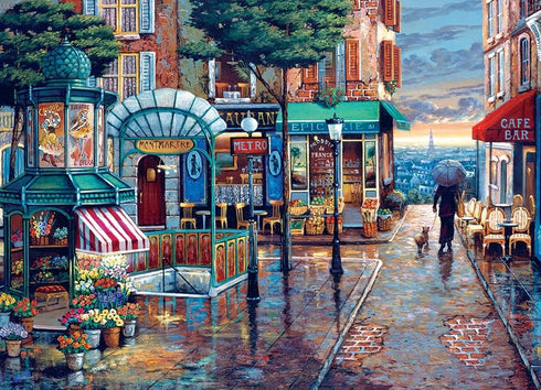Cobble Hill 1000 Piece Puzzle - Rainy Day Stroll with Sample Poster Included