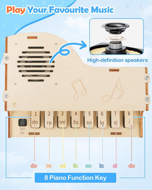 8-12, 3D 8 9 10 11 13 14 15 16, 12-14 Poraxy STEM Toys for Girls Age Playable Piano,Wooden Puzzles Craft Kits for Girls