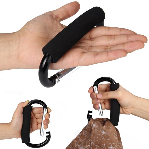Newraturner Mommy, 2 Large Stroller Hooks for pcs Carabiner Stroller Hook Organizer for Hanging Purses, Diaper Bag