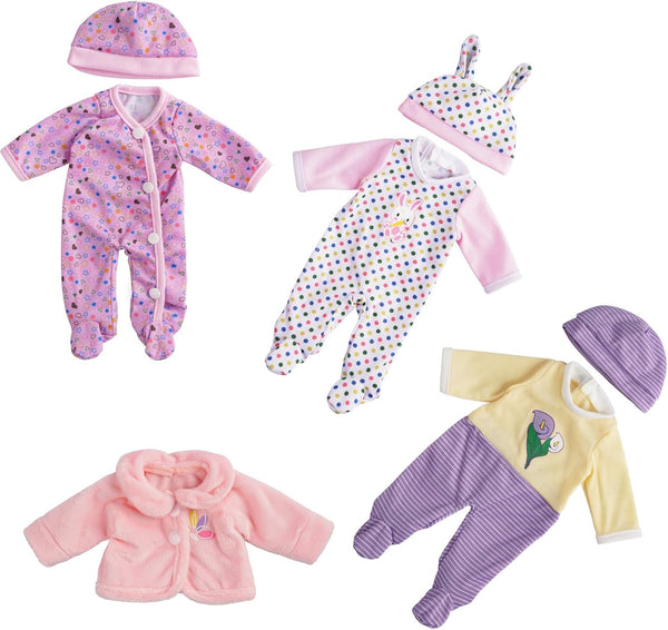BABESIDE 7 Pcs Baby Doll Clothes for 10-12 Inch Dolls, Doll Accessories Romper Suit, Coat and Hat for Newborn Baby Dolls
