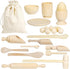 25PCS Set, Counting Hammering Hiawbon Wooden Sensory Bin Tools for Toddlers, Wooden Pretend Play Sensory Tools