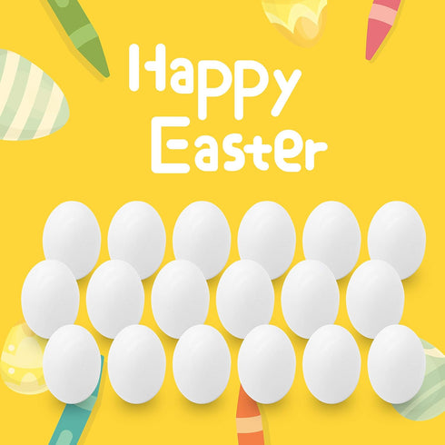 18 Pcs Easter Egg, White Wooden Eggs, Life Size Plain Decorating Eggs for Kids Easter DIY Paint Your Own Egg Decor