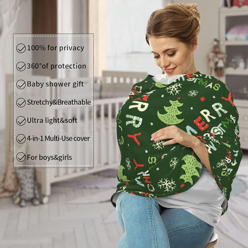 Schgap Merry Christmas Car Seat Covers for Baby, Nursing Cover Breastfeeding Baby Carrier Covers Carseat Canopy