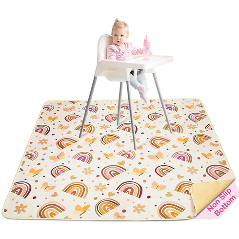 46x42 Inches Basumee Splat Mat High Chair Mat Waterproof Baby Play Splat Mat for Under High Chair Food Catcher