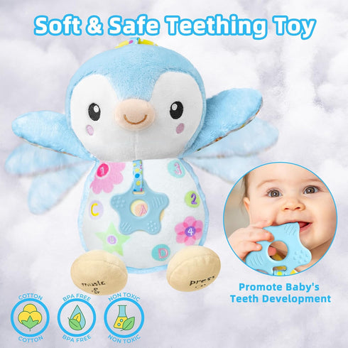 Fuzqq 0-6 Play,Tummy 0-12 Baby Toys Months,Musical Plush Stuffed Animal with Rattles & Crinkle Paper,Hanging Ring