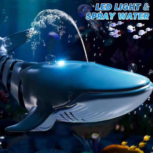 WATUDOU 1:18 2.4Ghz 6 7 8 9 Remote Control Whale Shark Toys for Boys Kids, Scale High Simulation Shark for Pool