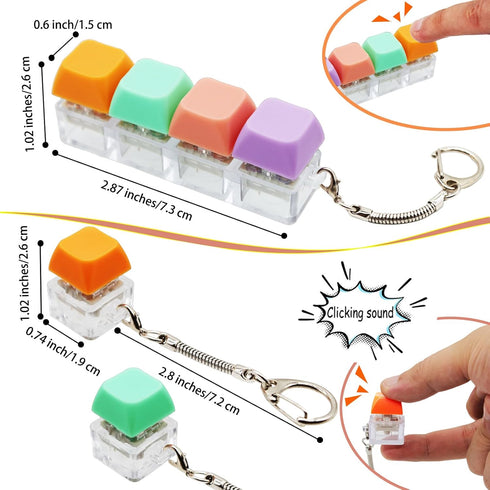 DUOBAOJIA 3 Pack 4 Keyboard Fidget Toys, Keyboard Button Decompression Toys, Fidget Keychain of Colors Keyboard
