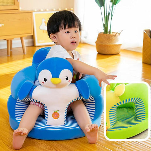 Juaugusep Baby Sit Up Chair with Cartoon Animals Plush Sofa - Toddler Learn to Sit Up - Washable Cover for Back & Head