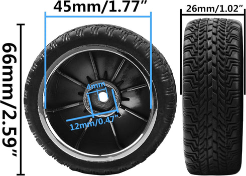 4Pcs 2.59in Rubber Tires & 12mm Hex Plastic Wheel Rims Set for Traxxas Kyosho HPI RS4 Tamiya TT01 TT02 Sakura D4 HSP