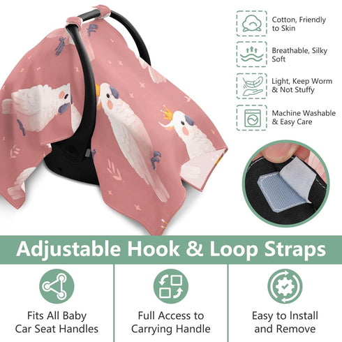 Mazeann Cute Cockatoos Bird Car Seat Cover Baby Breathable Soft Infant Carseat Covers Canopies Babies Carrier Covers