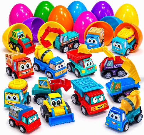 stargo 16 Pack Colorful Prefilled Easter Eggs bulk with toys - Mini Car