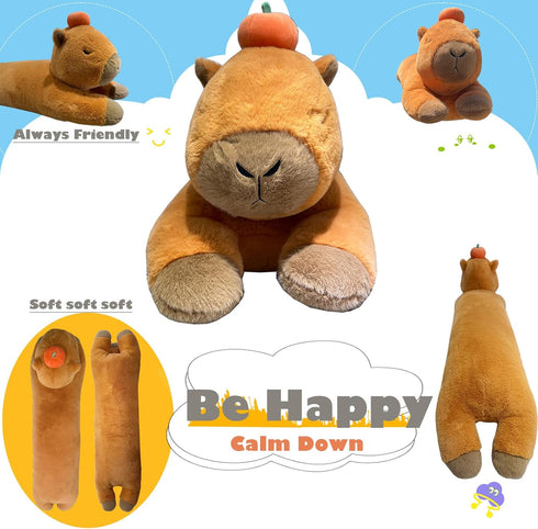 Hofun4U Capybara Plush Pillow, Long Body Stuffed Animal with Persimmon Plush, 47 inch