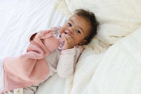Leyl&Ari Organic Muslin Lovey Blanket | Cotton Bunny Security Blanket for Boys and Girls (Dusty Rose) by Leyl&Ari