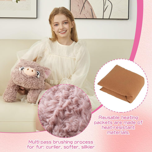 27" 5 Lbs GILFWM Weighted Stuffed Animals Pig, Heatable and Coolable Weighted Plush with Microwavable Heating