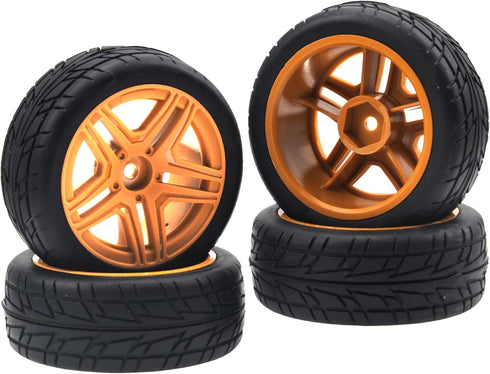 OD2.75'' 12mm Hex Hub Wheel Rims with Nylon & Rubber Tires Compatible with HSP Tamiya HPI Kyosho Traxxas RC Cars