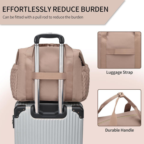 Fwkekye Diaper Bag Tote, Crossbody Large Travel Baby Bag for boys & Girls with Changing Pad & Pacifier Case, Brown