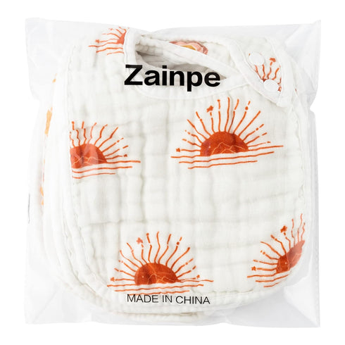 Zainpe 6Pcs Adjustable Snap Muslin Cotton Bibs for Baby, Unisex Burp Cloths with 6 Absorbent Soft Layers for Teething