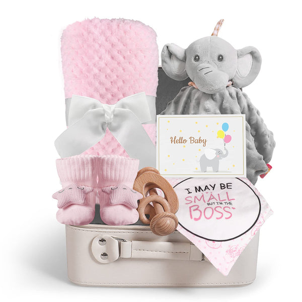 Baby Shower Gifts, Baby Girl Gifts Set Newborn Blanket Elephant Lovey Baby