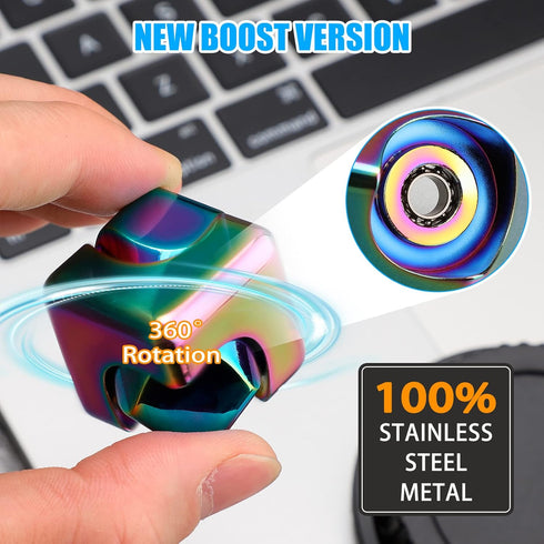 Umnodobn 2-in-1 Infinity Gear Fidget Cube Spinner for Kid Adult, Transformable Spinning Top Metallic Fidget Toys