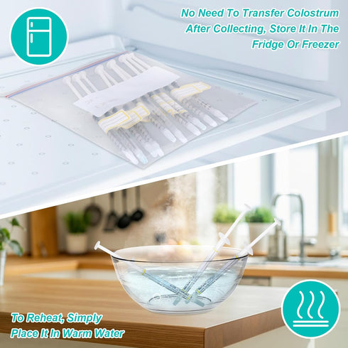 Nakyegop 50 Sets 1ml 50pcs 1ml 50 5 1 Colostrum Syringes with Caps No Needle Colostrum Collector Kit Include Sterile