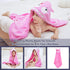 MICHLEY Animal Face Hooded Baby Towel Cotton Bathrobe for Boys and Girls, 0-6 Year, Pink