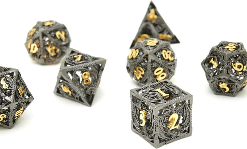 DND Dice Set, Metal Polyhedral Dice Gift for Role Playing, D20 Hollow Dice Set for DND RPG MTG Table Games