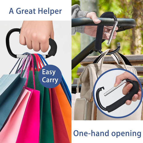 Generic 2 Pack 6.3" Mommy, Stroller Hooks, Large Stroller Clip, Extra Large Carabiner, Big Carabiner Clip Heavy Duty