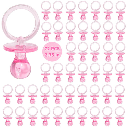 72 Pcs Baby Shower Pacifiers, 2.75 Plastic Pacifiers for Baby Shower Game,