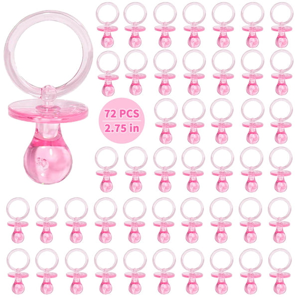 72 Pcs Baby Shower Pacifiers, 2.75 Plastic Pacifiers for Baby Shower Game,